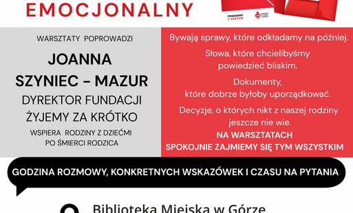 Zdjęcie do ZAPRASZAMY NA WARSZTATY &bdquo;TECZKA TROSKI&rdquo; TESTAMENT EMOCJONALNY